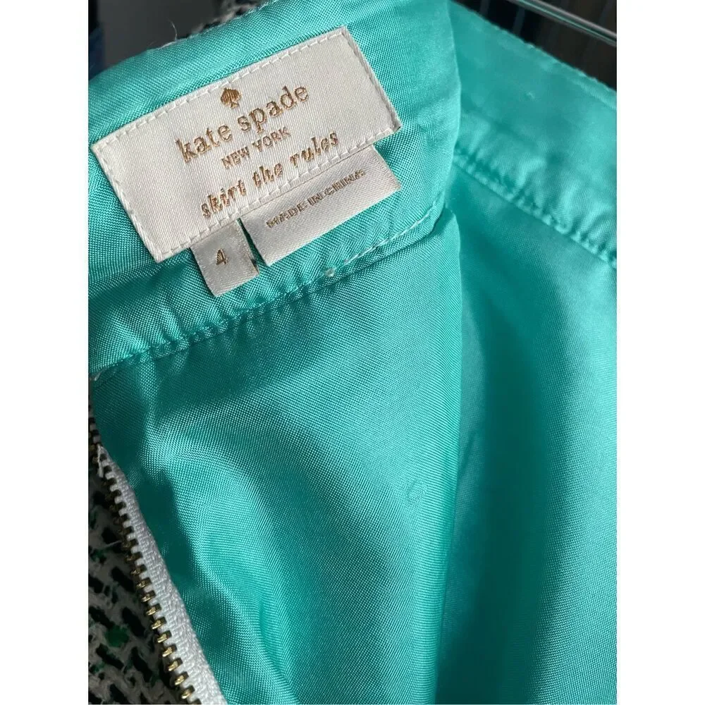 Kate Spade woven textured green pencil skirt size 4